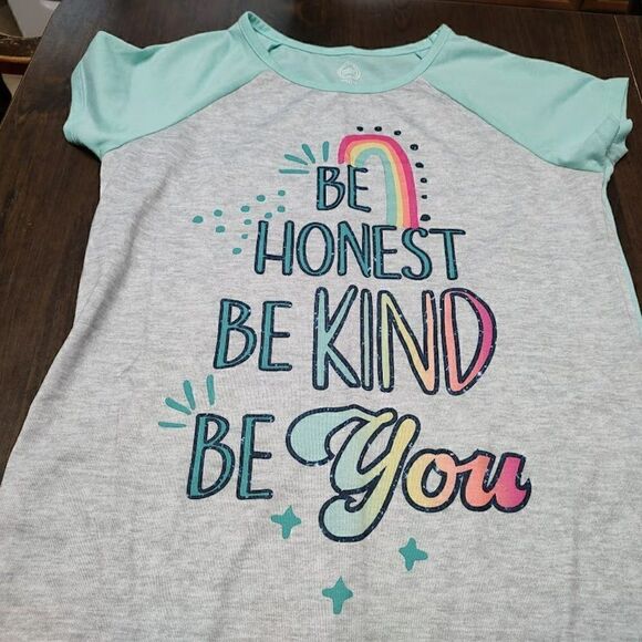 New Wonder Nation Gray Green Be Honest Be kind Be You Nightgown Girl's XXL 18 - Picture 2 of 3